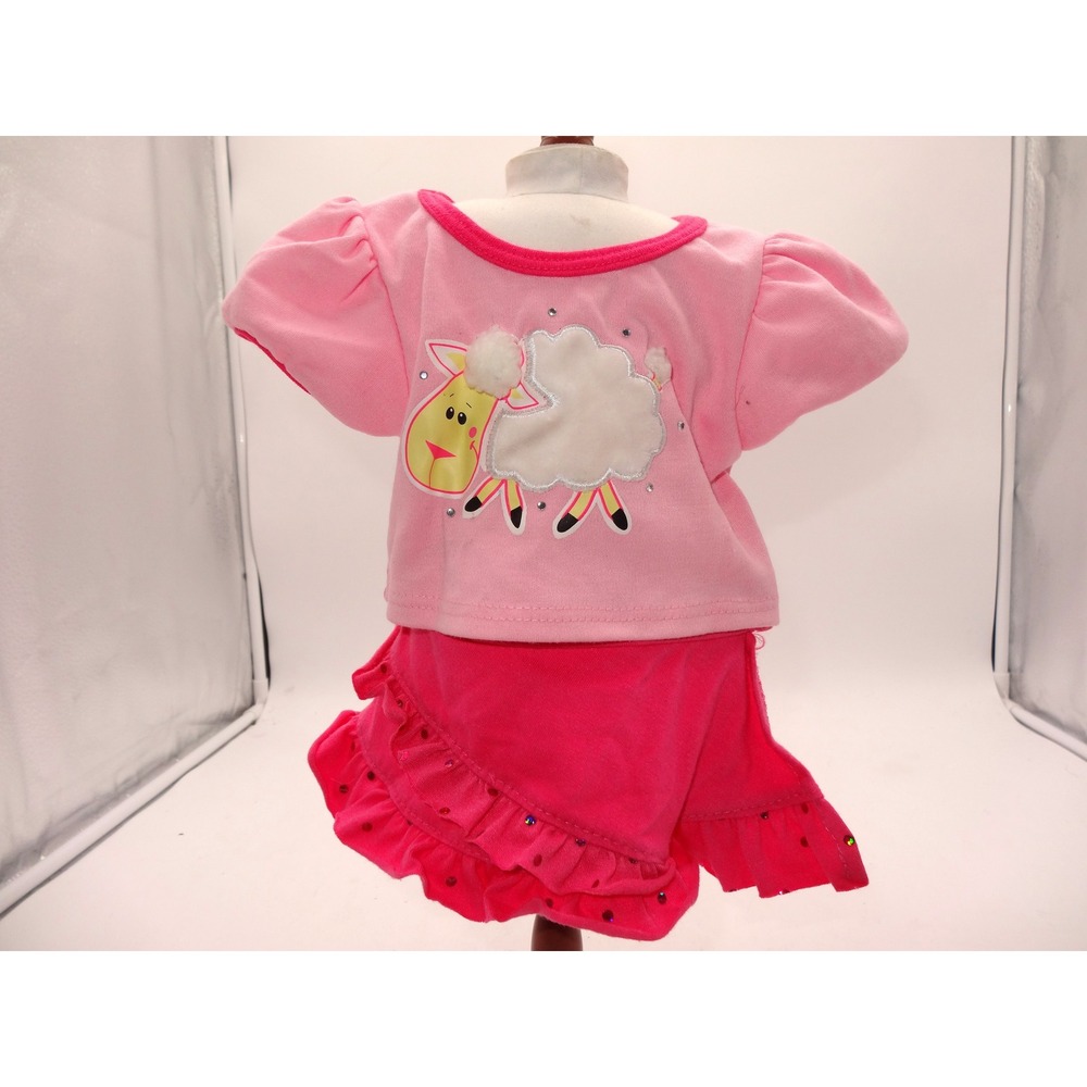Build-A-Bear Workshop Pink Sheep Top and Ruffled Skirt Outfit Set